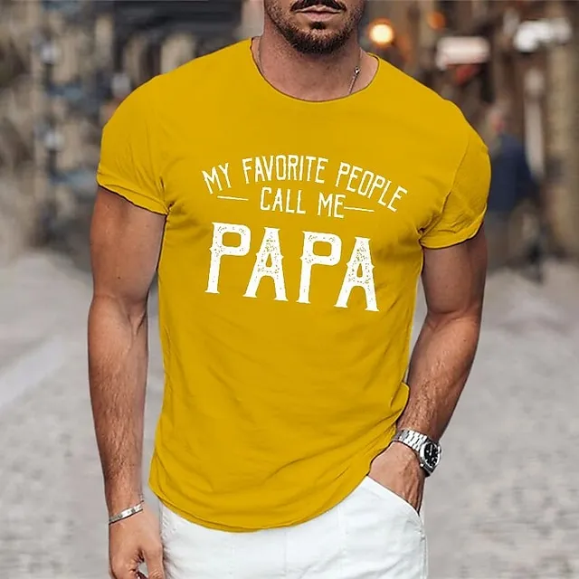 Graphic Prints Daddy Letter Print Black White Yellow T shirt Tee Graphic Tee Men’s Graphic Cotton Blend Shirt Basic Modern Contemporary Shirt Short Sleeves Comfortable Tee Street Vacation Summer 1fee675ba781370d6fa51297911904d4