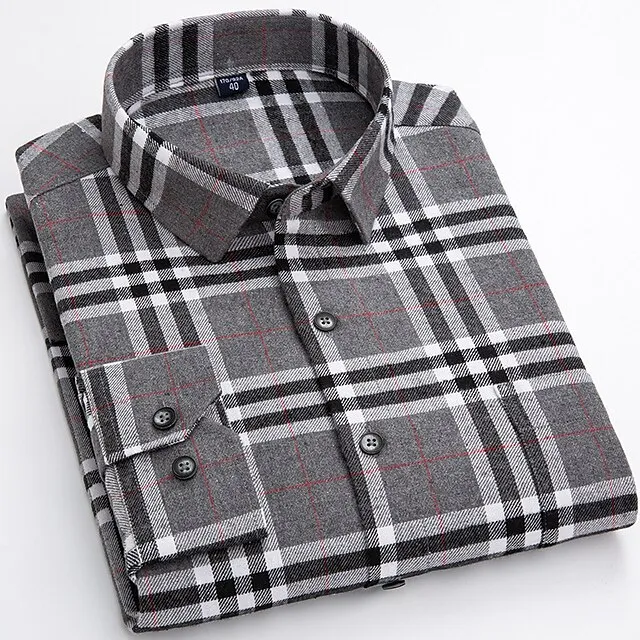 Men’s Dress Shirt Light Blue Black White Long Sleeve Stripes and Plaid Turndown Spring & Fall All Seasons Wedding Office & Career Clothing Apparel 46e5ead4a521b10e4c0493476a6acd89