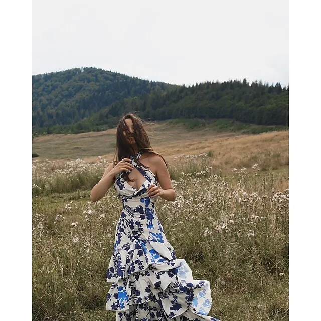 Women’s Long Dress Maxi Dress Party Dress Homecoming Dress Cocktail Dress Print Classic Elegant Dress Party Outdoor Wedding Guest Ruffle Zipper Sleeveless Halter Dress Regular Fit Blue Summer S M L e3806112fd6ded9daaaaca6efc428f7c