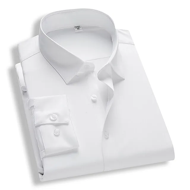 Men's Work Shirt Light Pink Black White Long Pant Solid / Plain Color Classic Collar All Seasons Business Casual Clothing Apparel