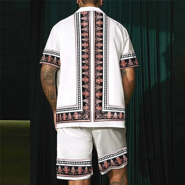 Men’s Shirt Shirt Set Summer Hawaiian Shirt Floral Graphic Prints Totem Cuban Collar White Outdoor Street Short Sleeves Print Clothing Apparel Fashion Streetwear Designer Soft fa70caaf6b50d217b2c5ce09f0ae7c24