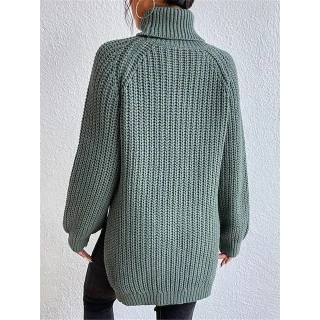 Women’s Pullover Sweater Jumper Turtleneck Ribbed Knit Nylon Oversized Summer Spring Daily Going out Weekend Stylish Casual Soft Long Sleeve Solid Color Black White Light Green S M L db22c6160d138cc5d523f49eee8e1456