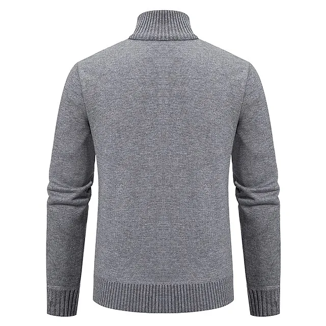 Men’s Sweater Cardigan Sweater Ribbed Knit Regular Knitted Stand Collar Warm Ups Modern Contemporary Back to School Daily Wear Clothing Apparel Fall & Winter Light Grey Dark Grey S M L 233d661699d5b0750333a9eba86431c2