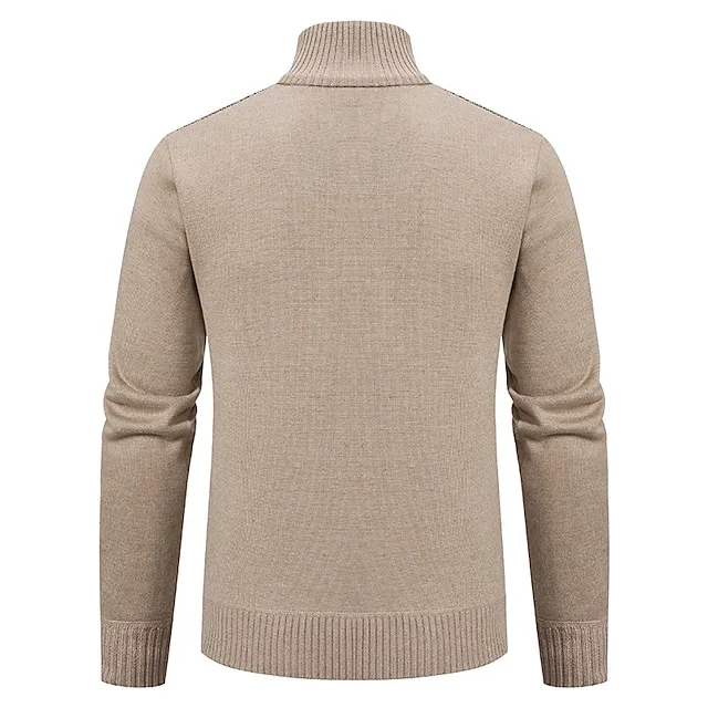 Men’s Sweater Cardigan Sweater Ribbed Knit Regular Knitted Stand Collar Warm Ups Modern Contemporary Back to School Daily Wear Clothing Apparel Fall & Winter Light Grey Dark Grey S M L 28a25e7131cef887531a6d831049a3f6