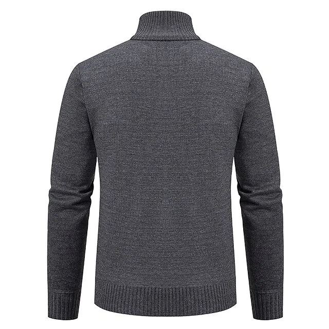 Men’s Sweater Cardigan Sweater Ribbed Knit Regular Knitted Stand Collar Warm Ups Modern Contemporary Back to School Daily Wear Clothing Apparel Fall & Winter Light Grey Dark Grey S M L f0276950a1bd8c20cbefc794a9808329