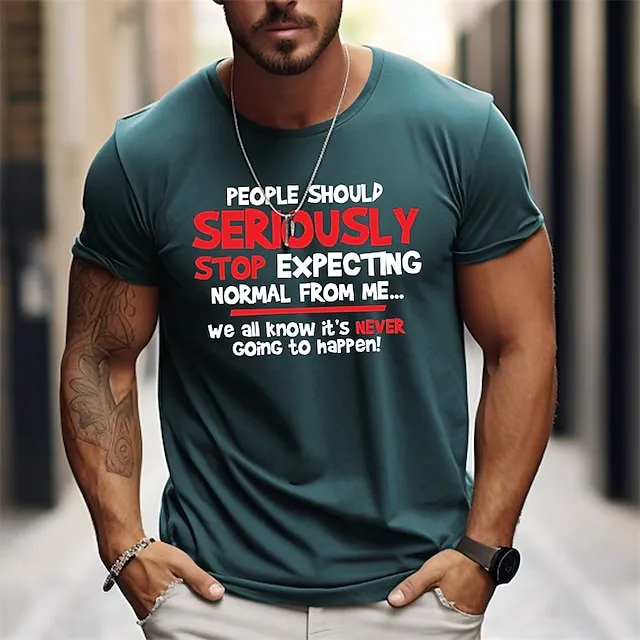 Letter Graphic Prints Black Blue Green T shirt Tee Graphic Tee Men's Graphic Cotton Blend Shirt Casual Shirt Short Sleeve Comfortable Tee Outdoor Street Summer Fashion Designer Clothing S M L XL XXL