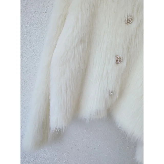 Women’s Cardigan Sweater Crew Neck Ribbed Knit Polyester Imitation Mink Faux Fur Trim Fall Winter Daily Going out Weekend Stylish Casual Soft Long Sleeve Solid Color Black White Pink One-Size f2b8ce6c3745b5c730034948963c5426