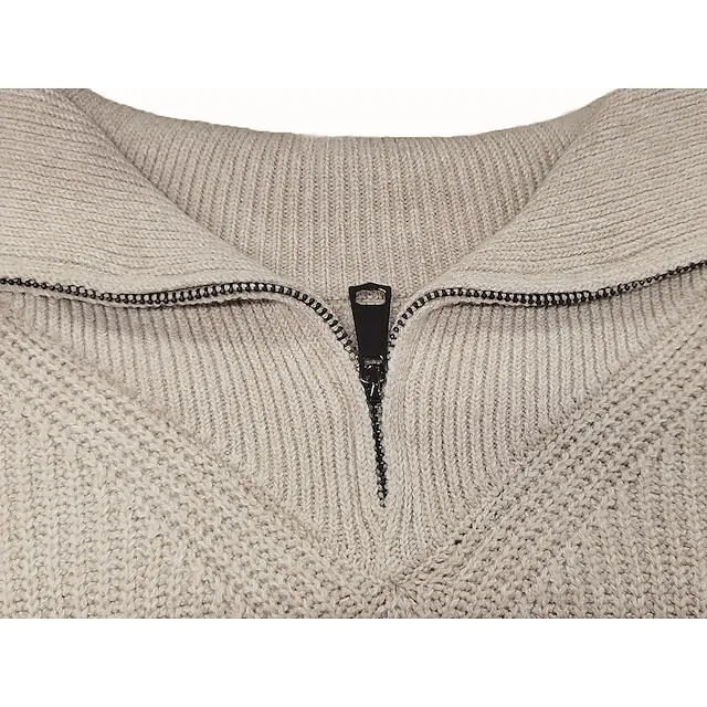 Women’s Pullover Sweater Jumper Shirt Collar Half Zip Ribbed Knit Cotton Zipper Fall Winter Valentine’s Day Daily Going out Stylish Casual Soft Long Sleeve Solid Color Black Red Blue S M L 9d60f56988682b95ade45f30edff8a05