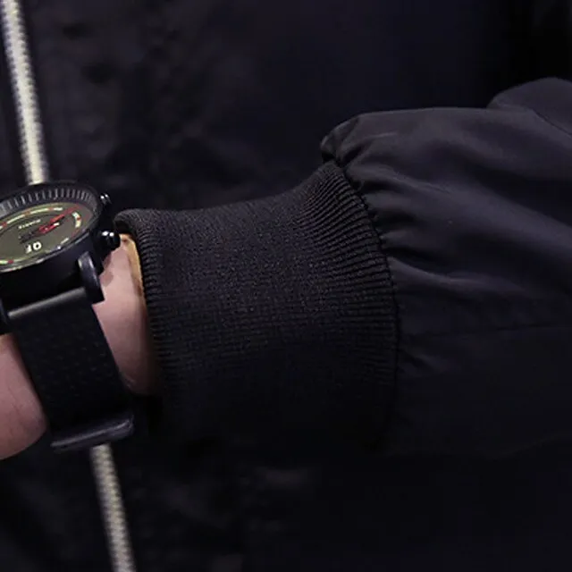 Men’s Bomber Jacket Varsity Jacket Outdoor Daily Wear Spring & Fall Plain Fashion Streetwear Collar Regular Black Red & White Dark Blue Gray Jacket 1737f572251669ac589284f8f2fb3480