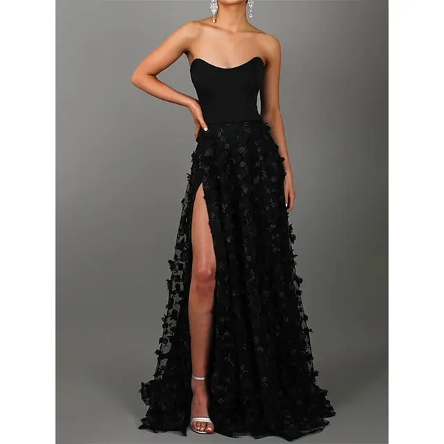 Women’s Black Dress Prom Dress Party Dress Long Dress Maxi Dress Black Pink Red Sleeveless Pure Color Drawstring Fall Winter Autumn Strapless Fashion Winter Dress Wedding Guest Evening Party 2023 S M af0fde3fd5ebe4abb4cf620801f966d4