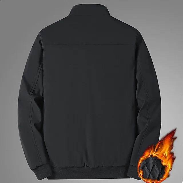 Men’s Winter Coat Winter Jacket Puffer Jacket Outdoor Camping & Hiking Windbreaker Warm Zipper Pocket Fall & Winter Plain Fashion Streetwear Stand Collar Short Black Blue Gray Jacket 3103f8016c8c582439aac939d75b3cda