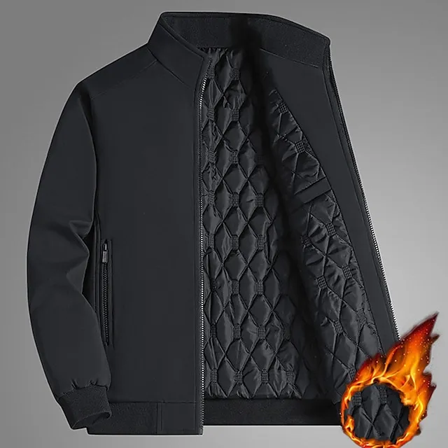 Men’s Winter Coat Winter Jacket Puffer Jacket Outdoor Camping & Hiking Windbreaker Warm Zipper Pocket Fall & Winter Plain Fashion Streetwear Stand Collar Short Black Blue Gray Jacket 56041f325d88bd4e63ac3c6a1bb3b402