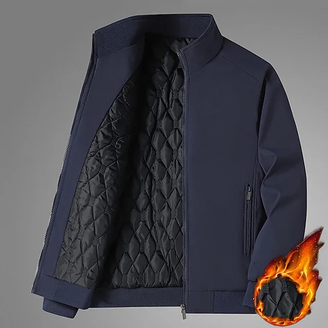 Men’s Winter Coat Winter Jacket Puffer Jacket Outdoor Camping & Hiking Windbreaker Warm Zipper Pocket Fall & Winter Plain Fashion Streetwear Stand Collar Short Black Blue Gray Jacket a1dc2593b85b5da20a674112a7b8699a