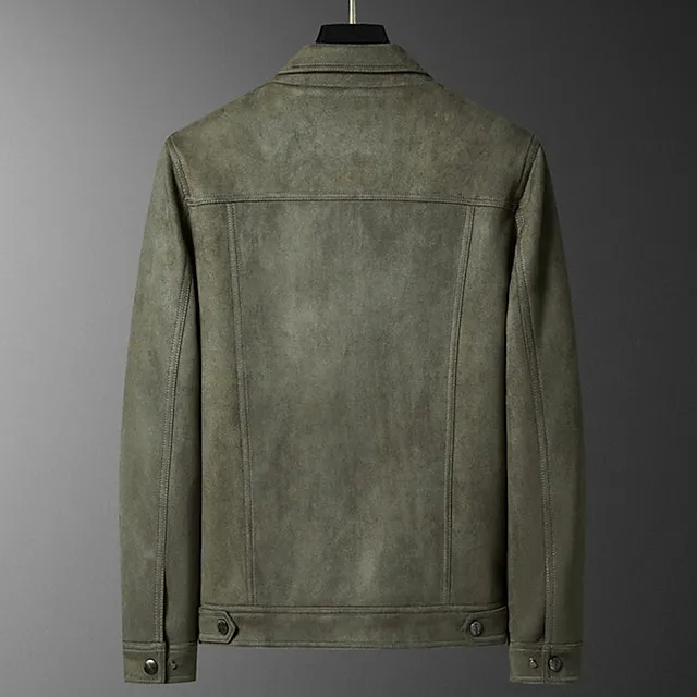 Men’s Lightweight Jacket Leather Jacket Cargo Jacket Suede Jacket Outdoor Daily Wear Warm Pocket Fall Winter Plain Fashion Streetwear Lapel Regular Black Yellow Green Jacket 60c916154e4a528e00a9e753b758729d