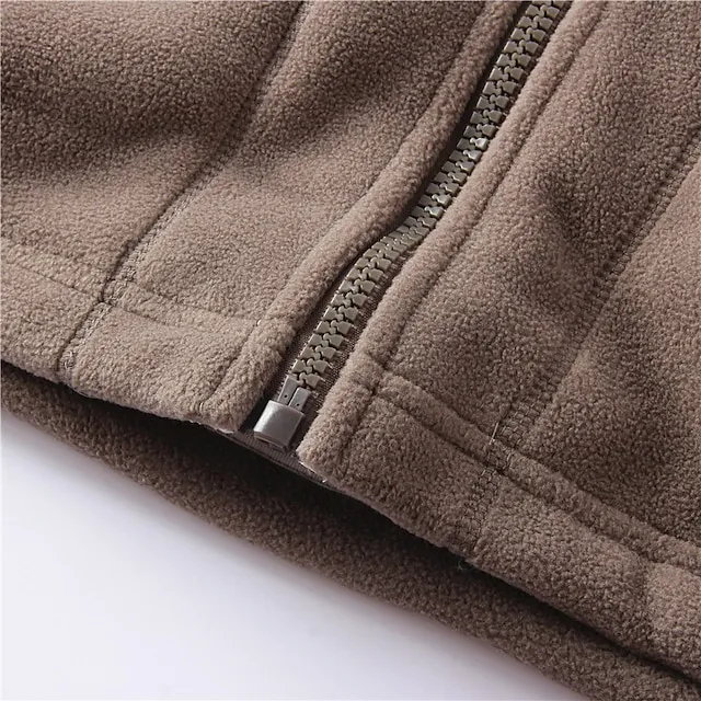 Men’s Winter Jacket Polar Fleece Jacket Fleece Jacket Outdoor Daily Wear Warm Pocket Fall Winter Plain Fashion Streetwear Lapel Regular Black Red Blue Brown Gray Jacket d4978b5e1d65ae4cf0ccea094a14ee0c