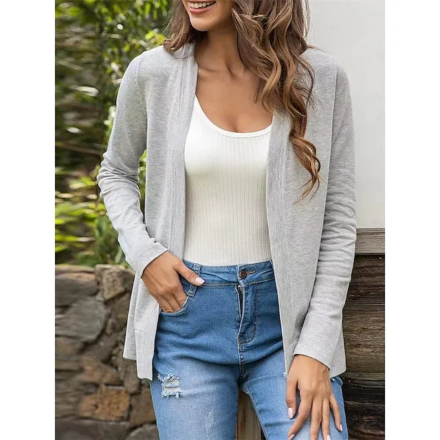 Women’s Knitted Cardigan Coat Classic V Neck Long Sleeve Open Front Sweater Fall Solid Color Cardigans Wine S M L 0f9d9d6cc76127c000e5f46bf128906a
