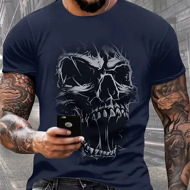 Skull Black White Red T shirt Tee Men’s Graphic Cotton Blend Shirt Sports Classic Shirt Short Sleeve Comfortable Tee Sports Outdoor Holiday Summer Fashion Designer Clothing S M L XL XXL XXXL e2c0e628326c19100fdddfadb1544d90