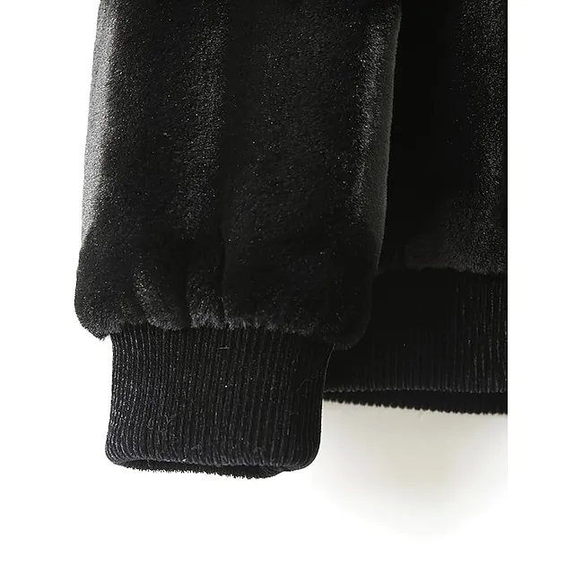 Men’s Winter Jacket Faux Fur Outdoor Daily Wear Warm Fall Winter Plain Fashion Streetwear Lapel Regular Black Jacket 550b6de3053a7670ddb6832a3cbd82dd