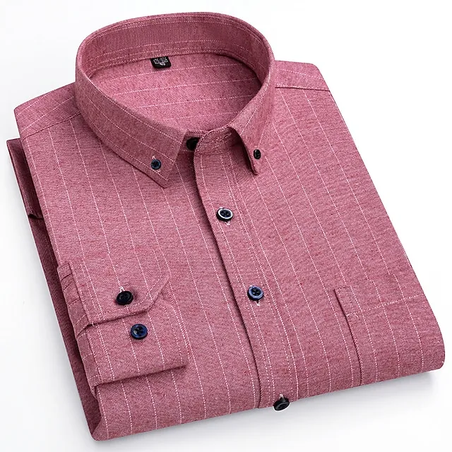 Men's Light Blue Red Dark Green Long Sleeve Plaid / Striped / Chevron / Round Turndown All Seasons Quinceañera & Sweet Sixteen Corporate Clothing Clothing Apparel Buckle