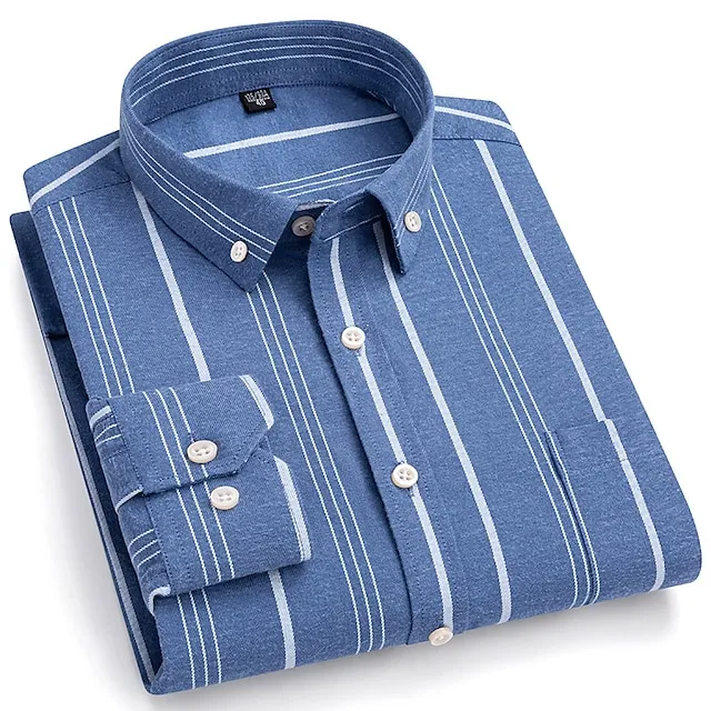 Men’s Light Blue Red Dark Green Long Sleeve Plaid / Striped / Chevron / Round Turndown All Seasons Quinceañera & Sweet Sixteen Corporate Clothing Clothing Apparel Buckle dfa871da2b2c7704bd352275f5b35463